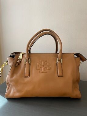 Tory Burch Cognac Leather Satchel with Gold Hardware